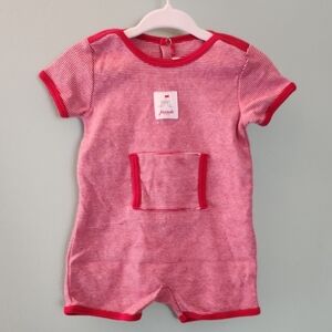 Jacadi Paris Red & White Striped Romper